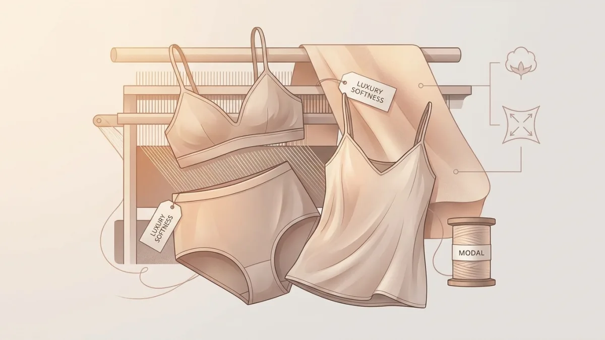 Une collection de lingerie féminine moderne met en valeur la douceur de la fibre de modal.
